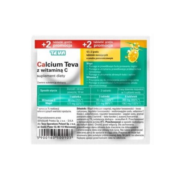 Calcium Teva mit Vitamin C 14 Brausetabletten Vitamine und Spurenelemente