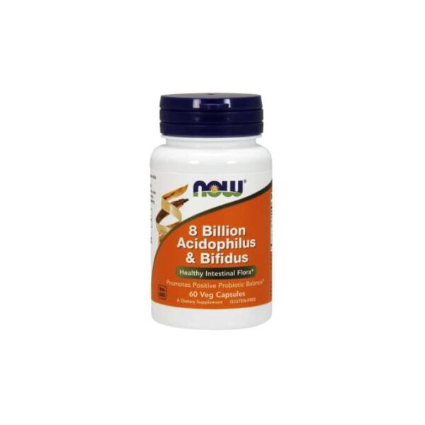 Now Foods 8 Billionen Acidophilus & Bifidus 60 Kapseln Digestiv