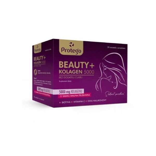 Protego Beauty + Collagen 5000 Himbeer-Erdbeer-Geschmack Vitamine und Spurenelemente